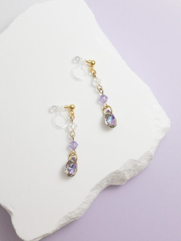 tohu-invisible-clip-on-earrings-crystal-d001l-purple1 人魚.無痛耳夾