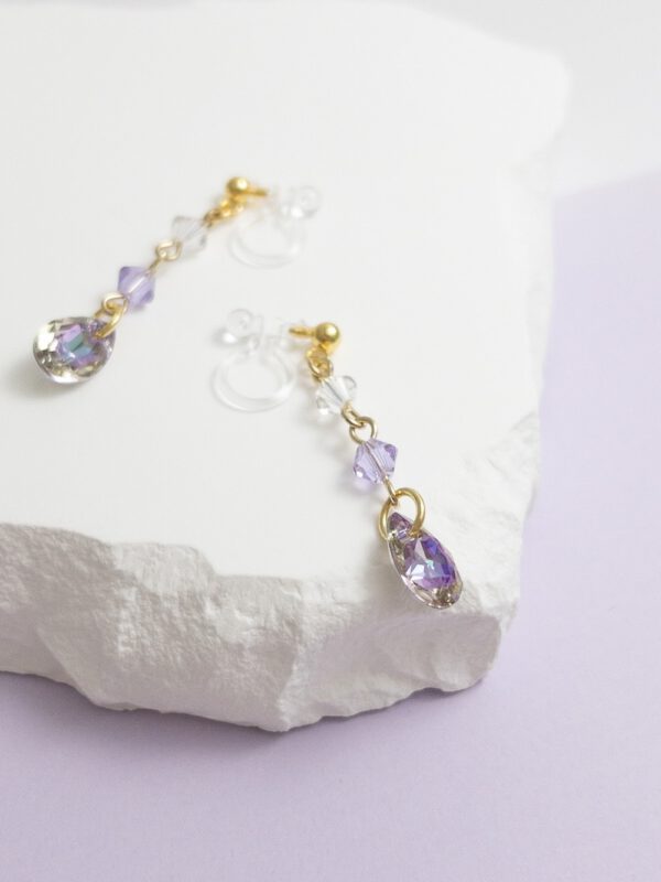 tohu-invisible-clip-on-earrings-crystal-d001l-purple2 澄海.無痛耳夾