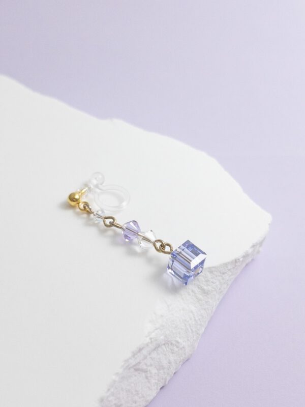 tohu-invisible-clip-on-earrings-crystal-s001l-lavender-cube15 櫻花方糖・無痛耳夾 - 薰衣草紫