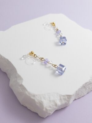 tohu-invisible-clip-on-earrings-crystal-s001l-lavender-cube18 TOHU 薰衣草紫奧地利水晶無痛隠形日式樹脂耳夾香港手作飾品