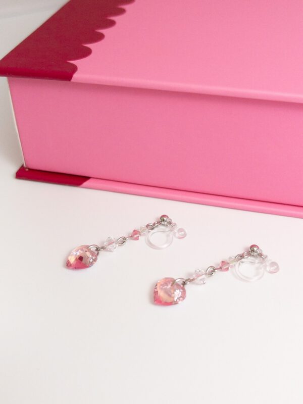 tohu-invisible-clip-on-earrings-crystal-s004p-pink-heart1 粉櫻告白.無痛耳夾