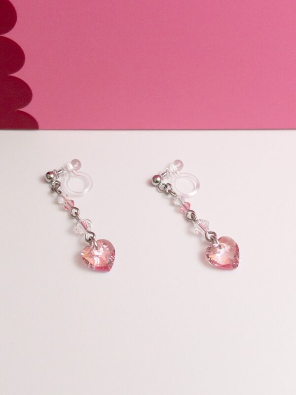 tohu-invisible-clip-on-earrings-crystal-s004p-pink-heart4 粉櫻告白.無痛耳夾