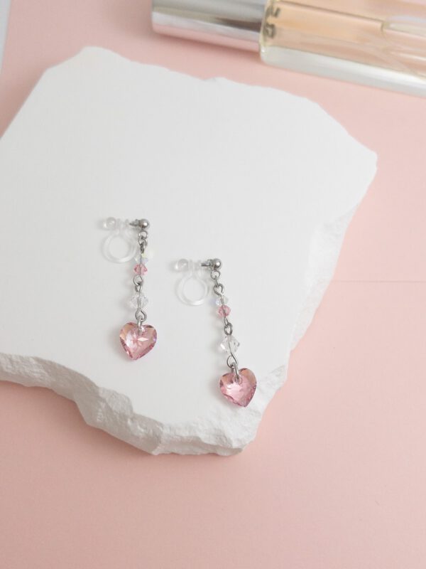tohu-invisible-clip-on-earrings-crystal-s004p-pink-heart6 粉櫻告白.無痛耳夾