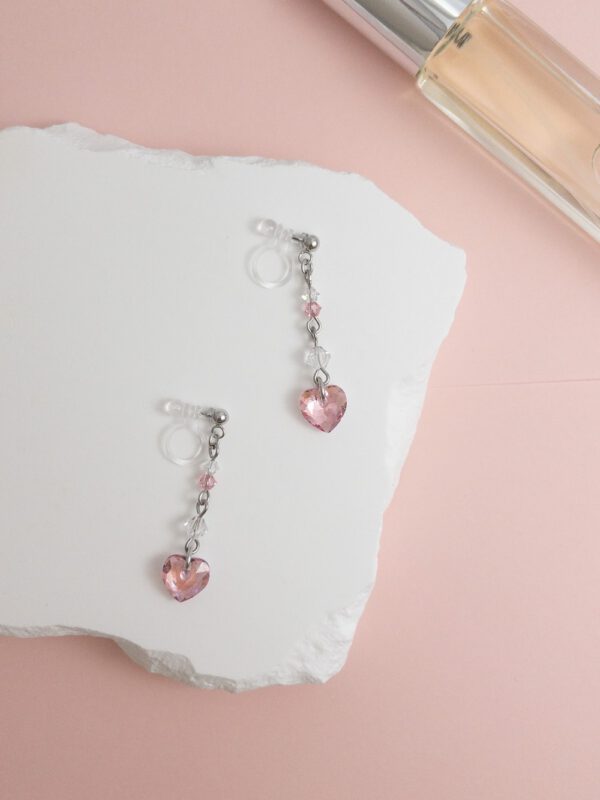 tohu-invisible-clip-on-earrings-crystal-s004p-pink-heart8 粉櫻告白.無痛耳夾