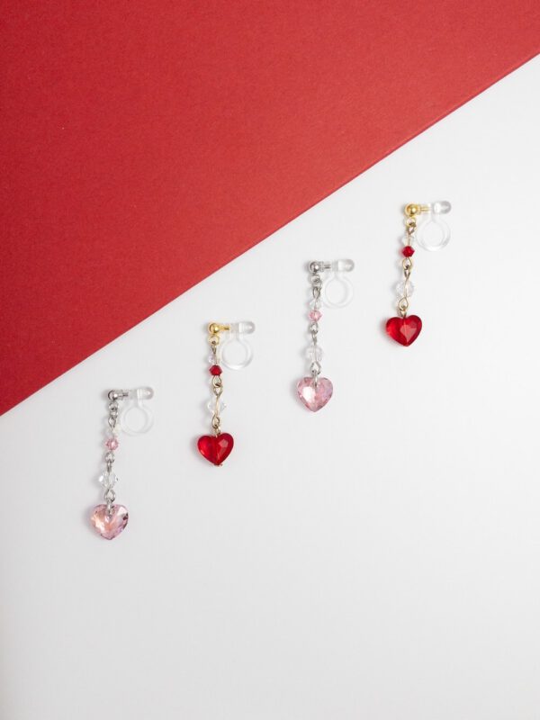 tohu-invisible-clip-on-earrings-crystal-s004r-red-heart1 粉櫻告白.無痛耳夾