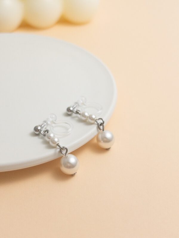 tohu-invisible-clip-on-earrings-pearl-s008s-silver1 溫柔珍珠・無痛耳夾